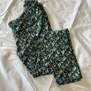 Outdoor Voices Floral Patterned Leggings - Green and Yellow